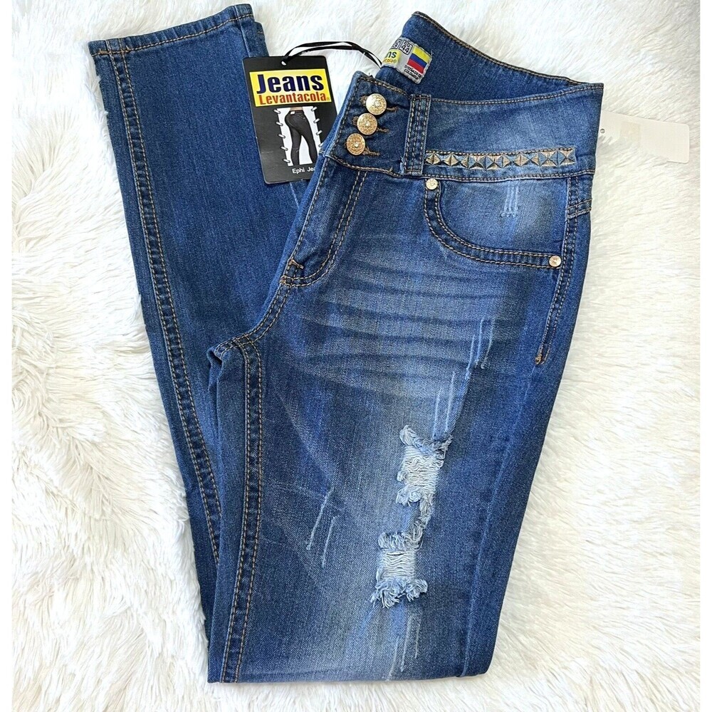 EPHI JEANS Women's Jeans Size 11 Skinny‎ Embroidered Ripped Stretch 3 Pockets